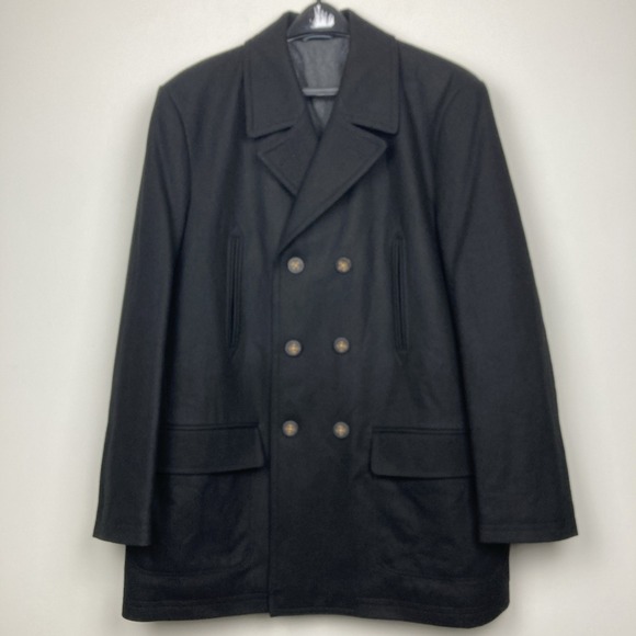 Michael Kors Mens Classic fit Double Breasted Peacoat Coat 48R Black E121842 - Picture 11 of 14